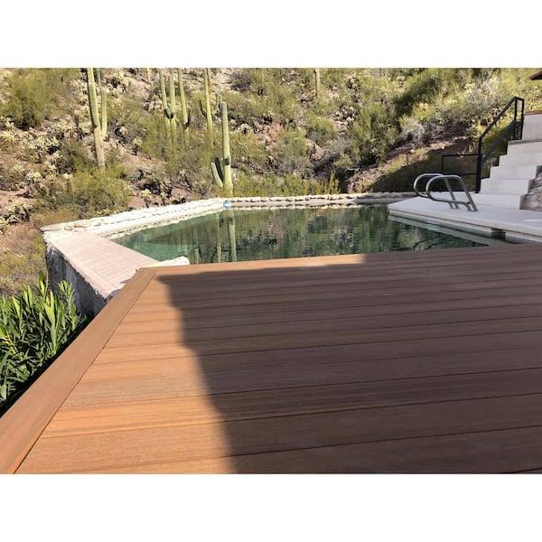 NewTechWood Cortes Solid Board 1-in x 6-in x 8-ft Peruvian Teak Square Composite Deck Board