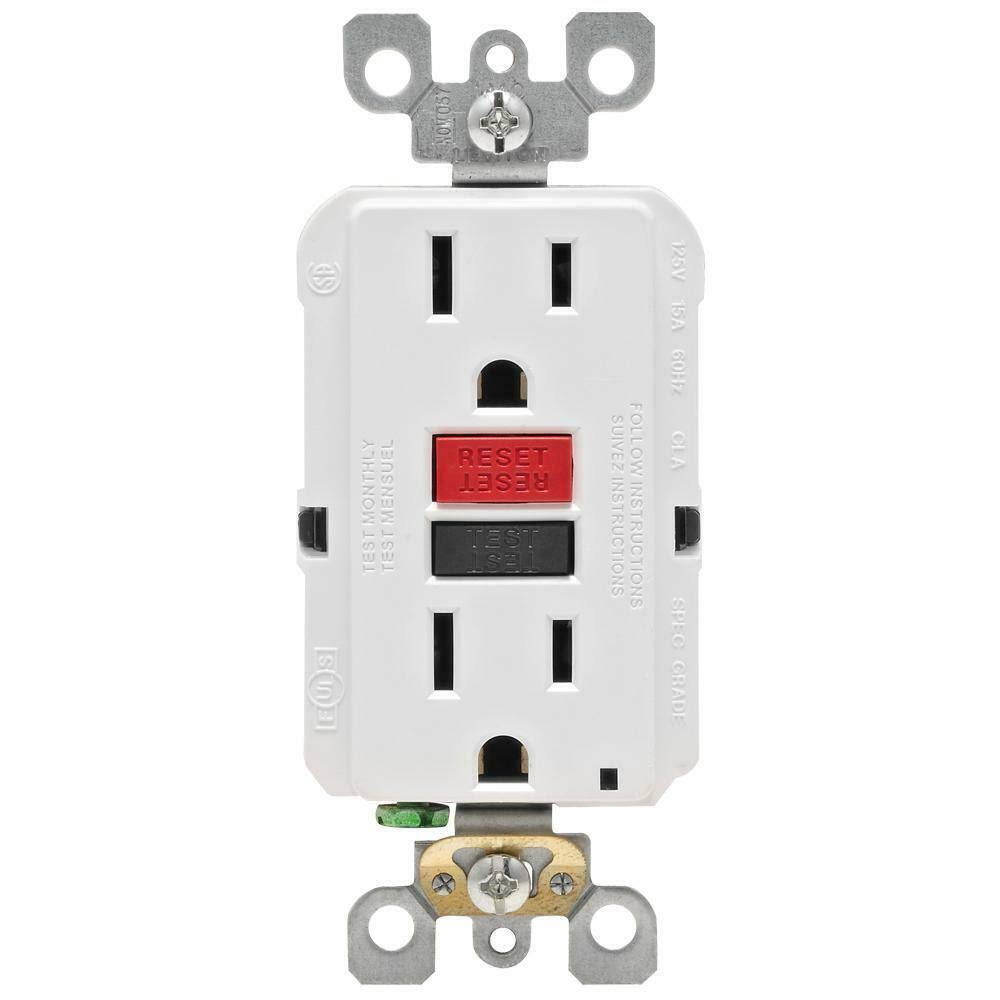 Leviton 15 Amp 125-Volt Self-Test Tamper Resistant GFCI Outlet, White