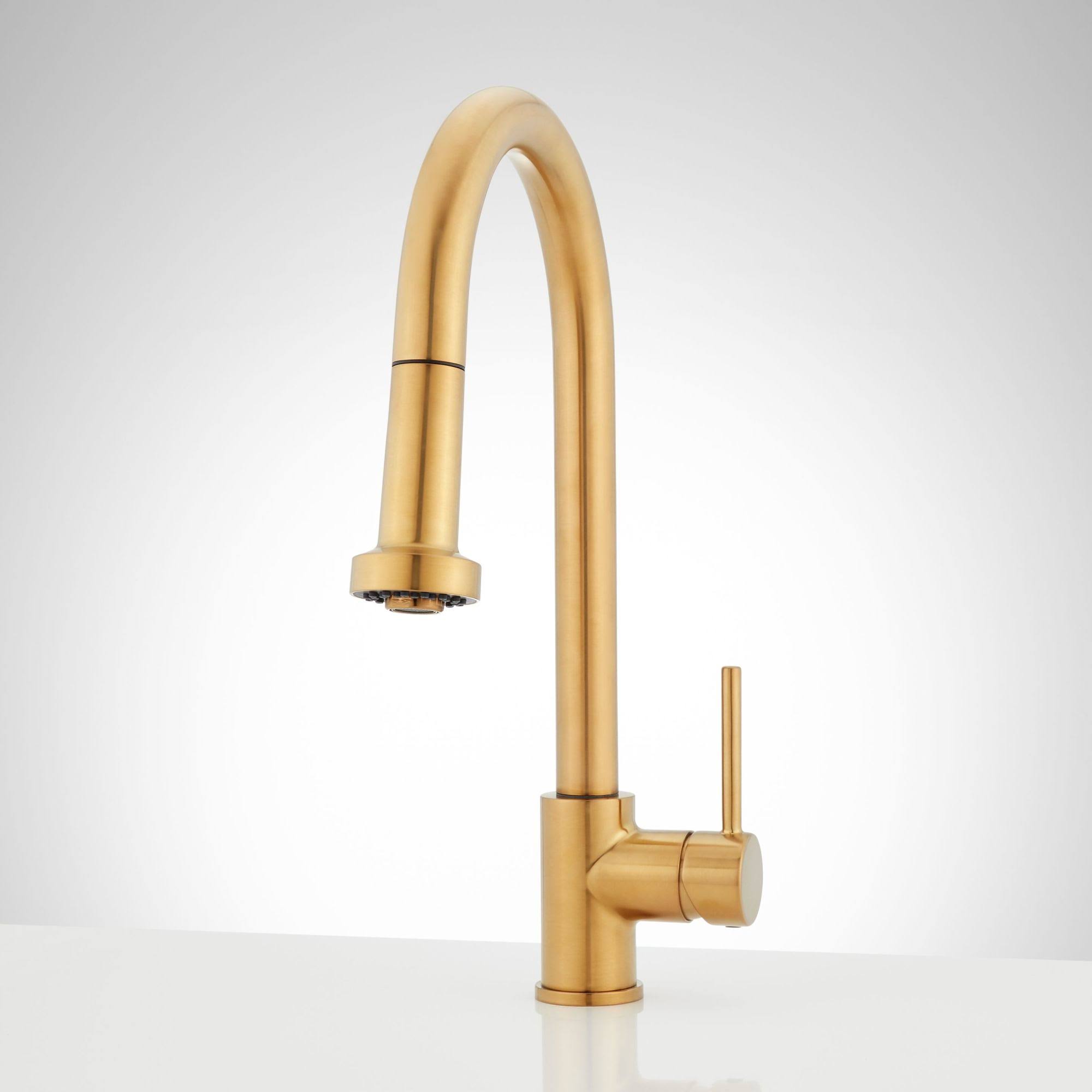 Signature Hardware 951732 Ridgeway 1.8 GPM Single Handle Pull-Down Kitchen Faucet Brushed Gold Faucet Kitchen Single Handle 465185