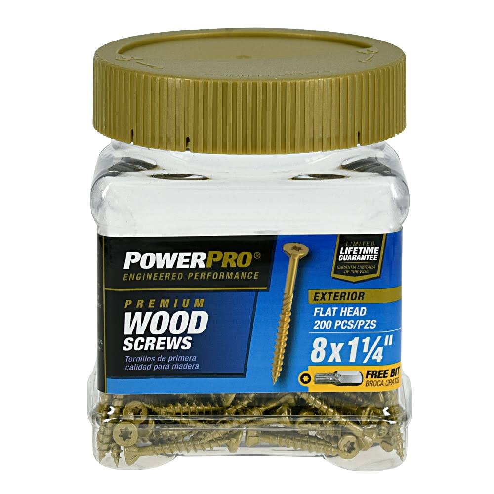Power Pro #8 x 1-1/4-in Bronze Epoxy Flat Exterior Wood Screws | 48301