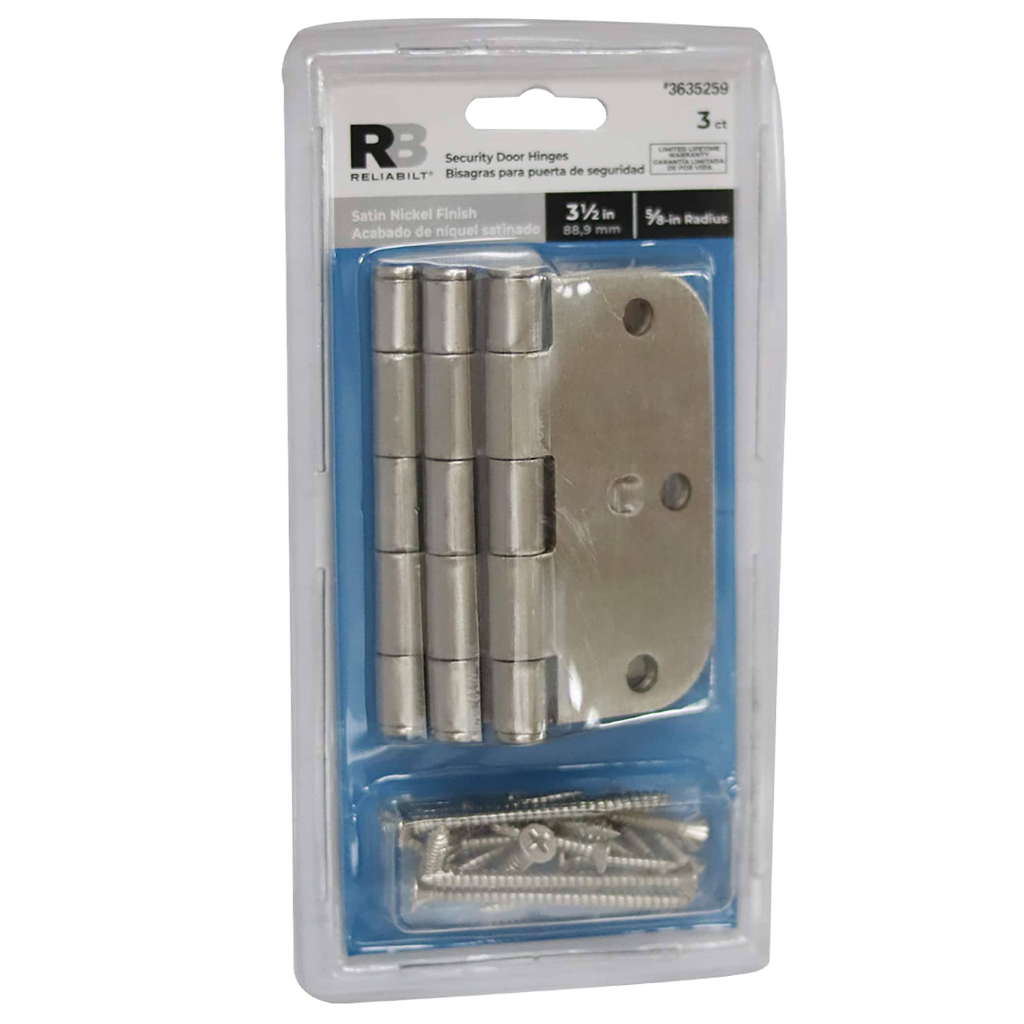 ReliaBilt 3-ct 3-1/2 in. 5/8r Security Door Hinge Satin Nickel | 06-2645