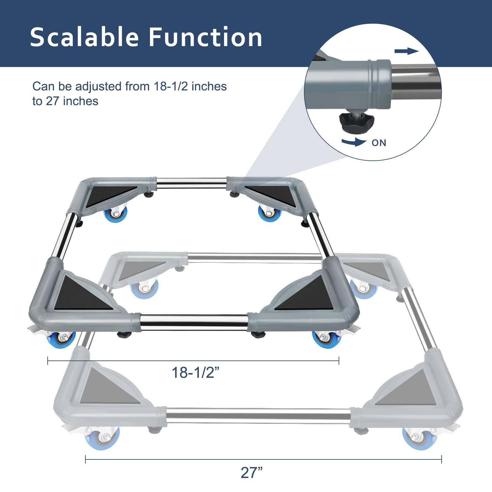 SPACECARE Mobile Roller with 4 Locking Wheels- Adjustable Furniture Dolly Washing Machine Stand Refrigerator Base Moving Cart- Mini Fridge Stand