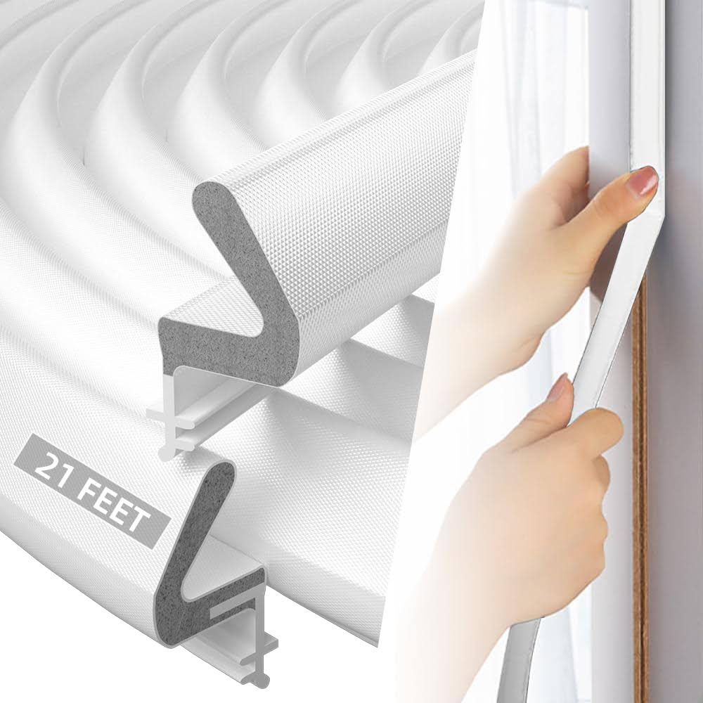 ESUFEIR 21Feet Door Weather Stripping Door Seal Strip,Kerf Weather Stripping for Doors Soundproofing,QFoam Door Insulation Strip Weatherstripping