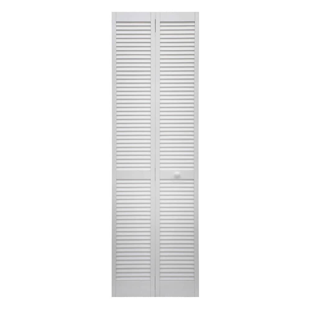 ReliaBilt 36-in x 80-in White Louver Prefinished Pine Wood Bifold Door Hardware Included | Rad 730-36