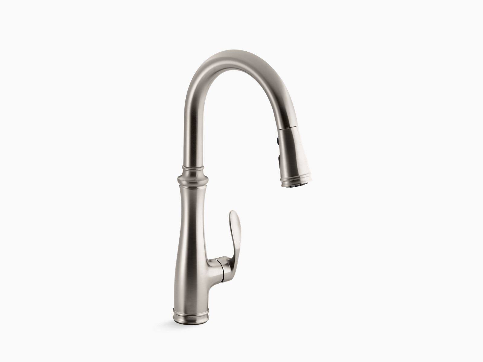 KOHLER K-560-VS Bellera Single-Hole or Three-Hole Kitchen Sink Faucet with Pull-Down 16-3/4