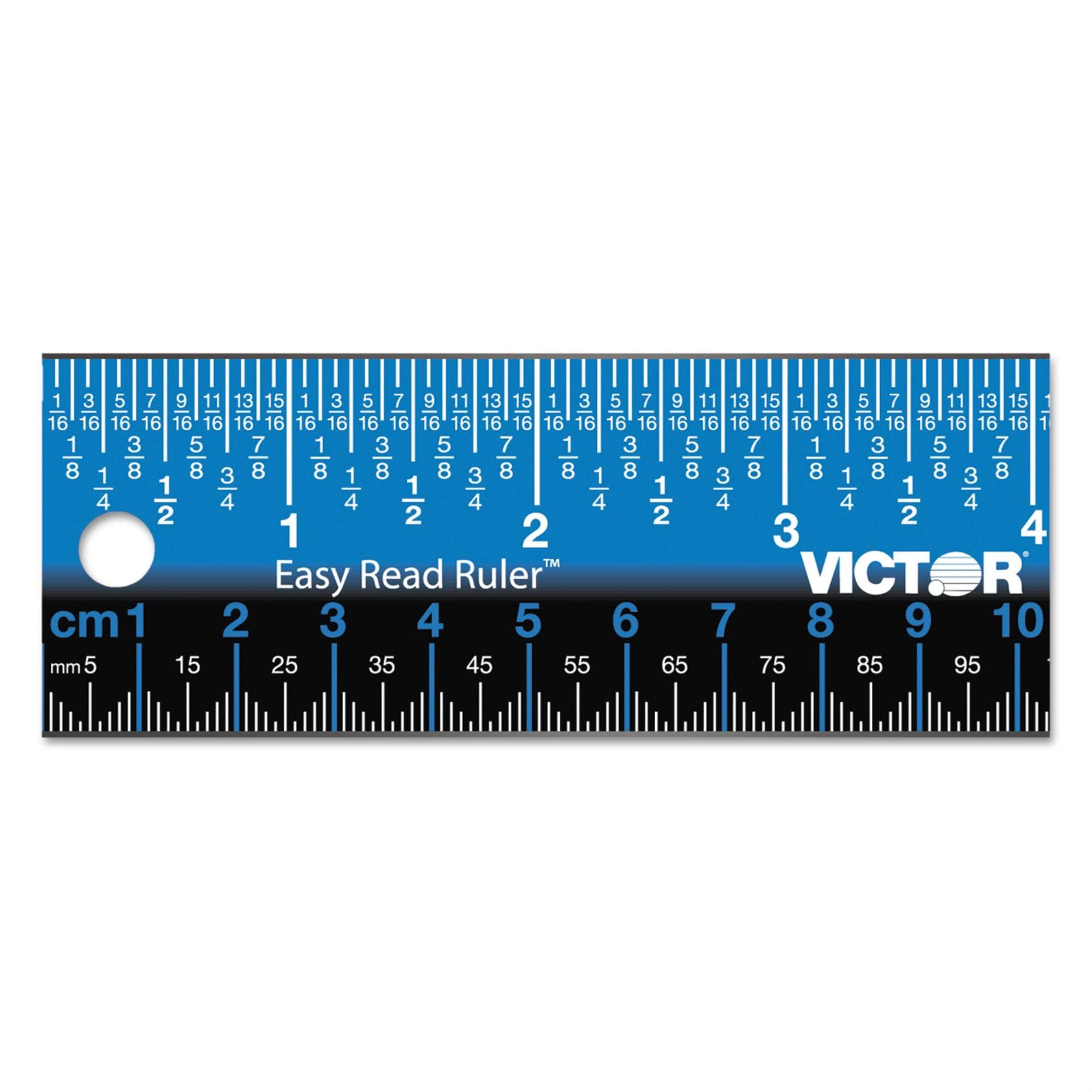 Victor Easy Read Stainless Steel Ruler, Standard/Metric, 18 inch, Blue