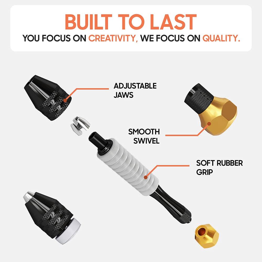 Pin Vise Small Hand Drill for Jewelry Making- Craft911 Manual Craft Drill Sharp HSS Micro Mini Twist Drill Bits Set for Resin, Rotary Tools for