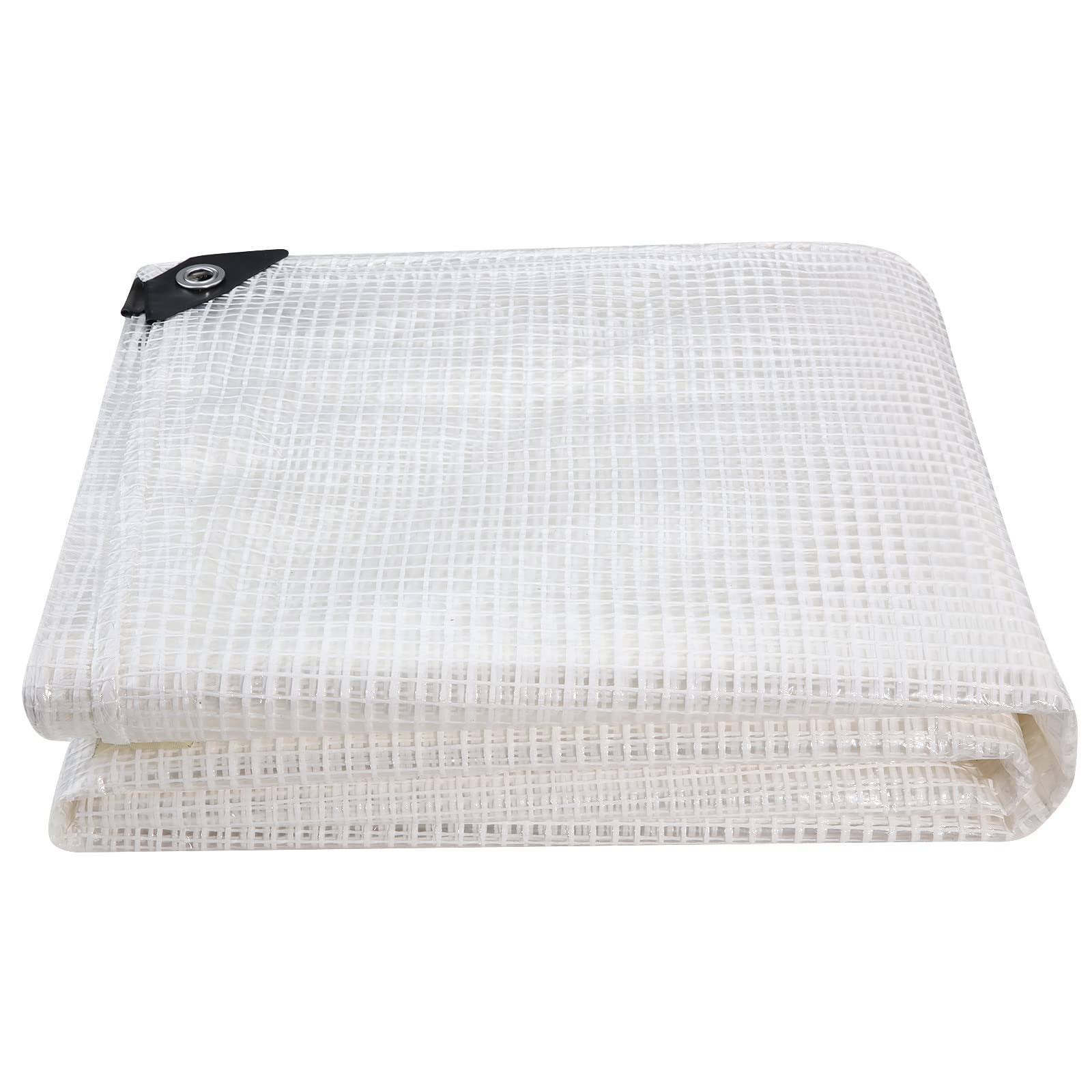 Clear Greenhouse Heavy Duty Tarp 14 Mil Clear Waterproof Cover,UV Resistant Poly Tarp with Grommets 12 x20ft Superior Strength,for Gardening,