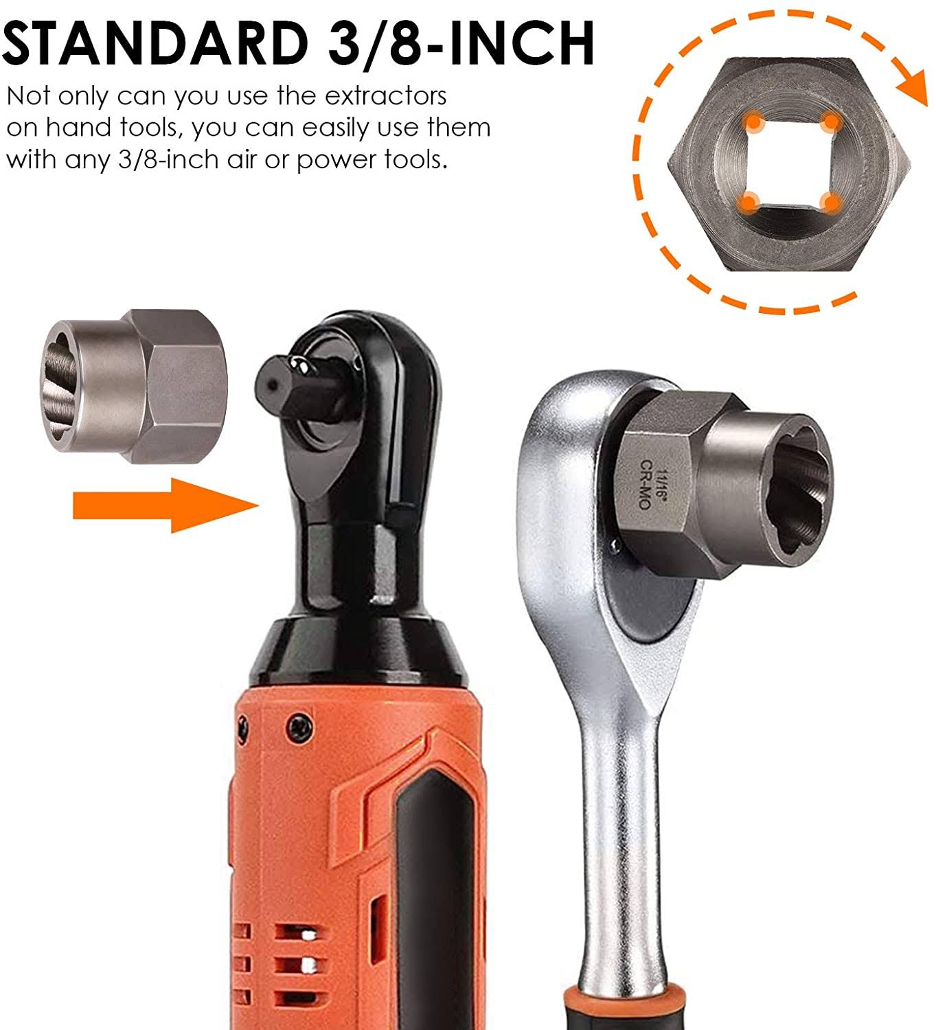 THINKWORK Impact Bolt Extractor Set, 13+1 Pieces Nut Removal Tool, Stripped Lug