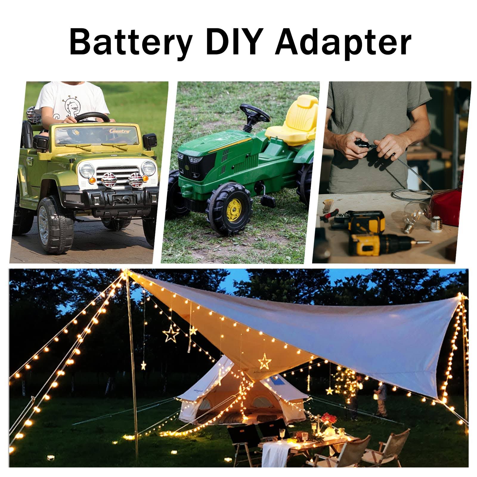 Power Wheel Adapter for DeWalt 20V Battery with Fuse & Wire, DIY Use