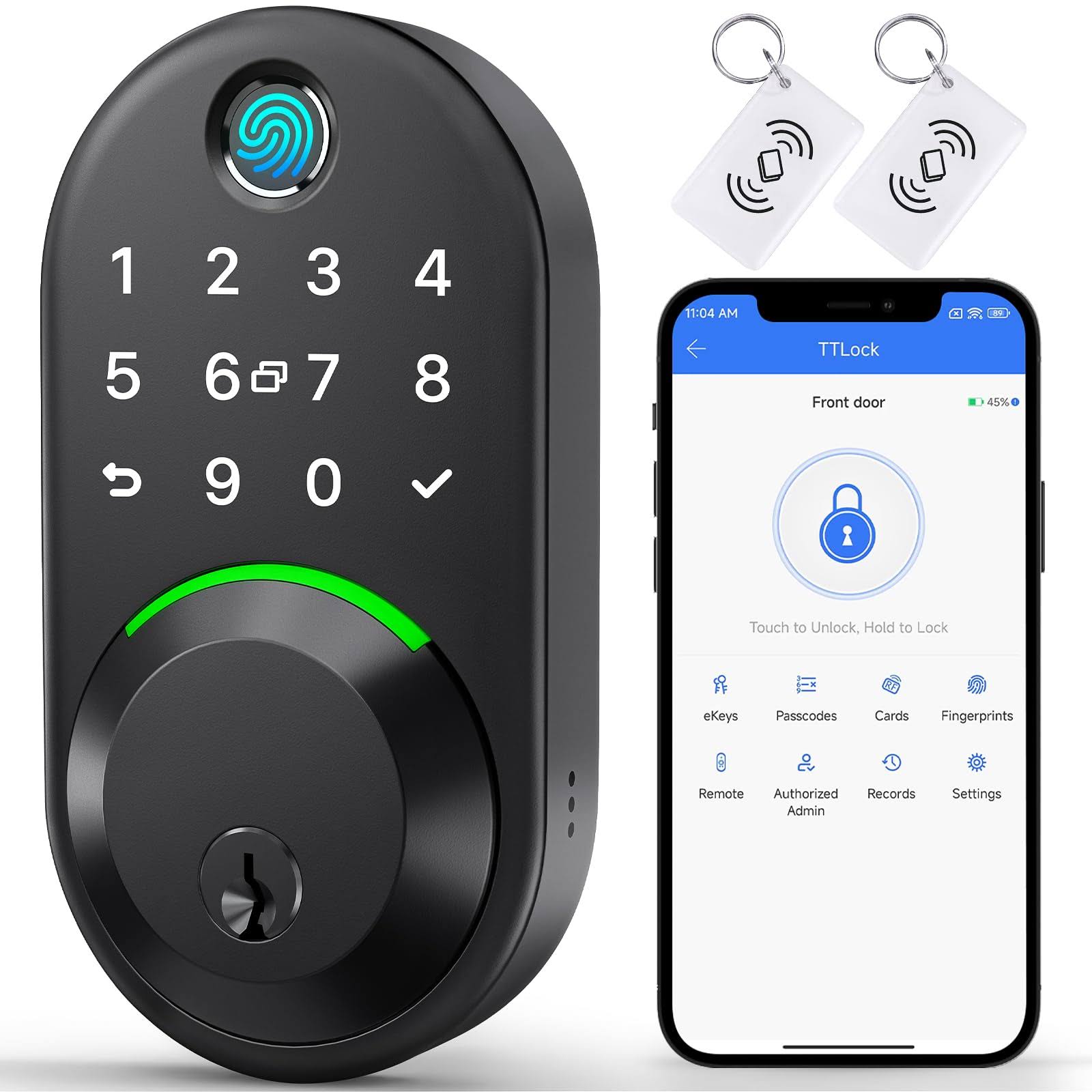 Keypad Smart Lock- Fingerprint Deadbolt with Remote App Control and Keyless Entry for Front Door Security