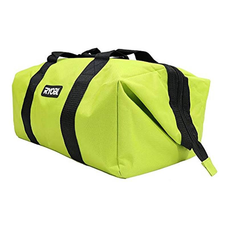Green Wide Mouth Collapsible Genuine OEM Contractor's Bag w/Full Top Single Zipper Action and Cross x Stitching
