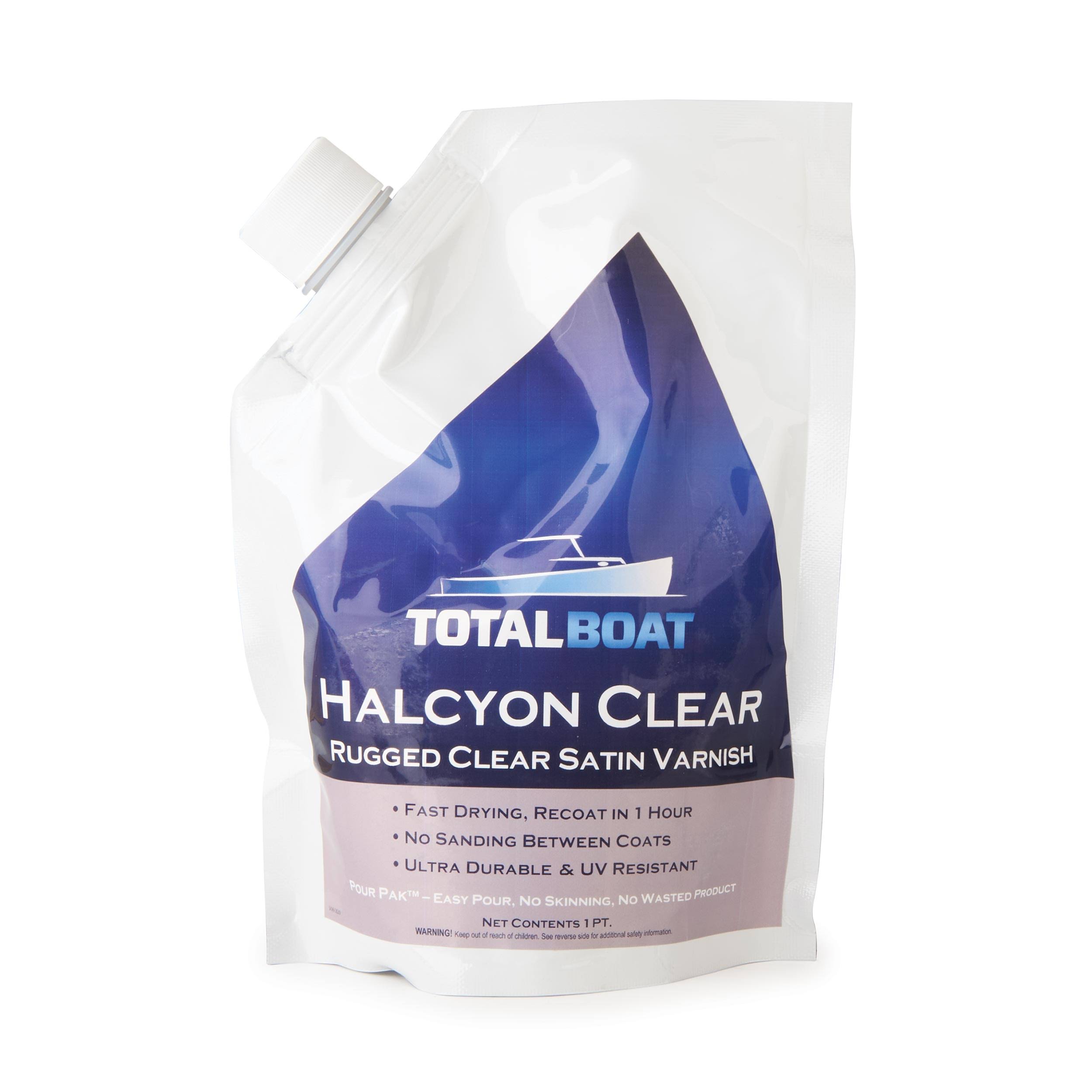 TotalBoat Halcyon Water-Based Marine Varnish Clear Satin / Pint