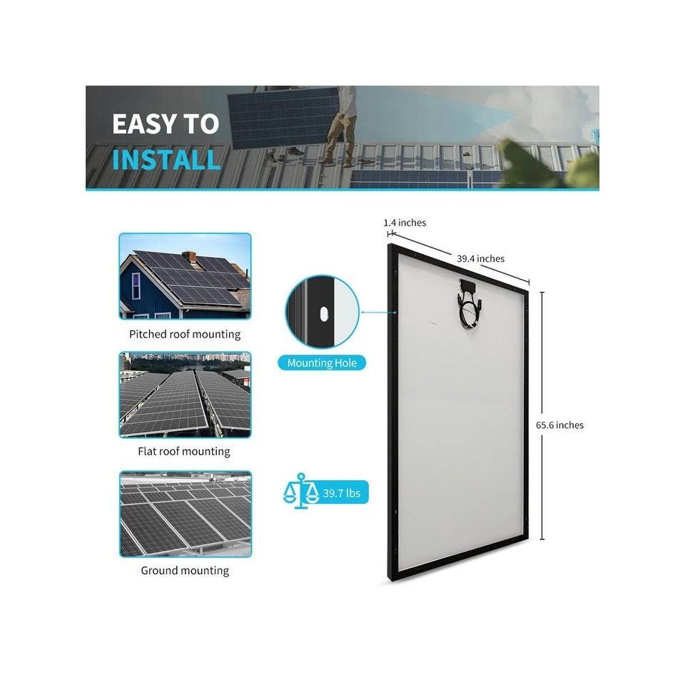 Renogy 8pcs 320-Watt Monocrystalline Solar Panel for RV Boat Shed Farm Home House Rooftop Residential Commercial House