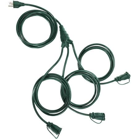 DEWENWILS 25ft Outdoor Extension Cord with 3 Outlets, 16AWG 3 Prong Grounded Green Power Cord