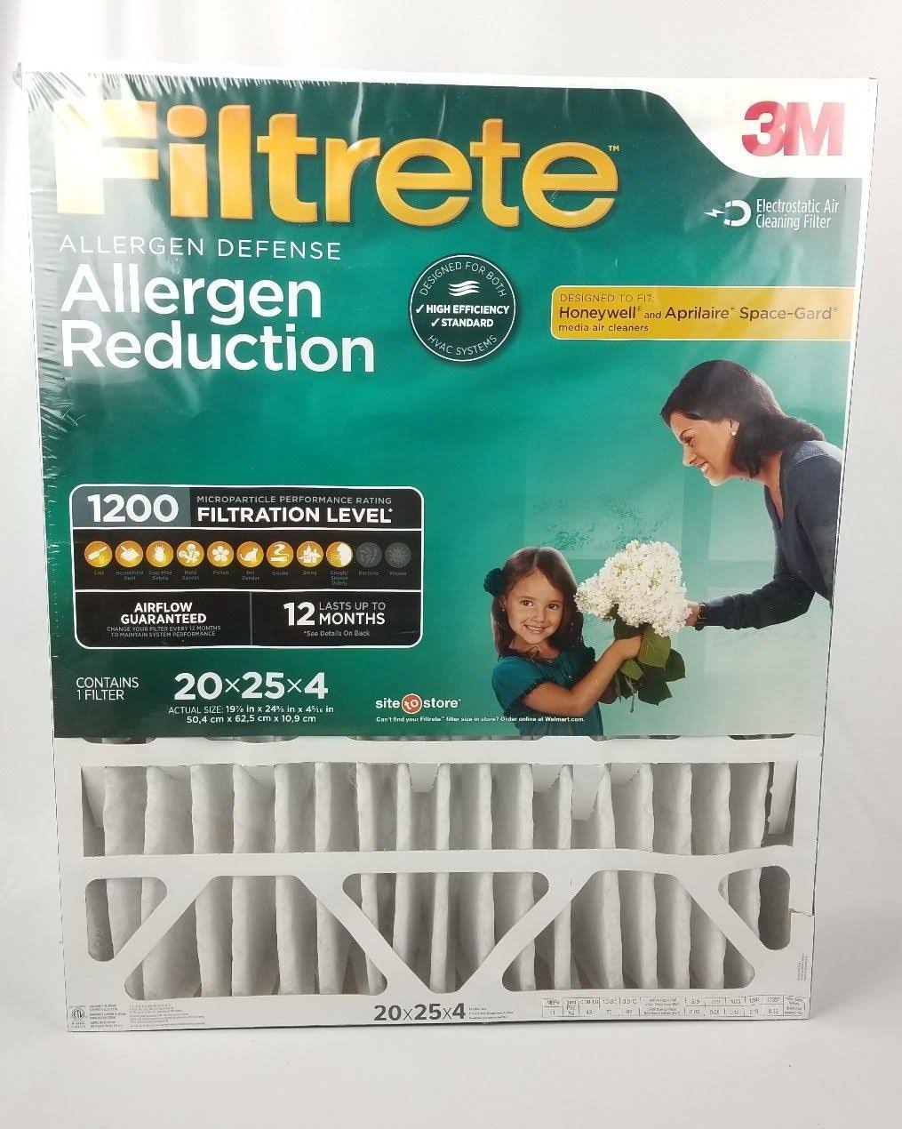 Filtrete 20x25x4, Allergen Reduction Deep Pleat HVAC Air & Furnace Filter, 1200 Mpr, 1 Filter
