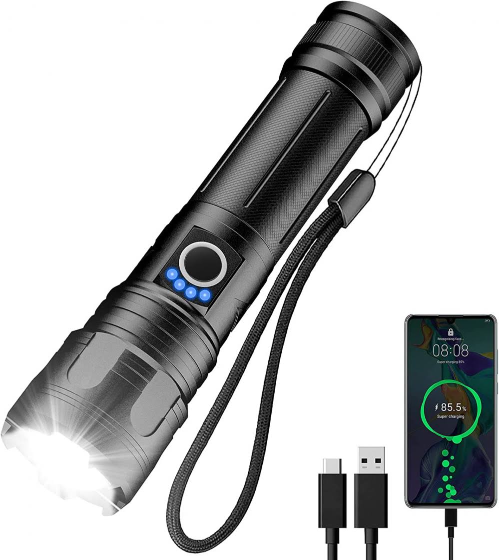 Banral Flashlights High Lumens Rechargeable (Battery Included), 100000 Lumens XHP70.2 Super Bright LED Flashlight with Holster, Type