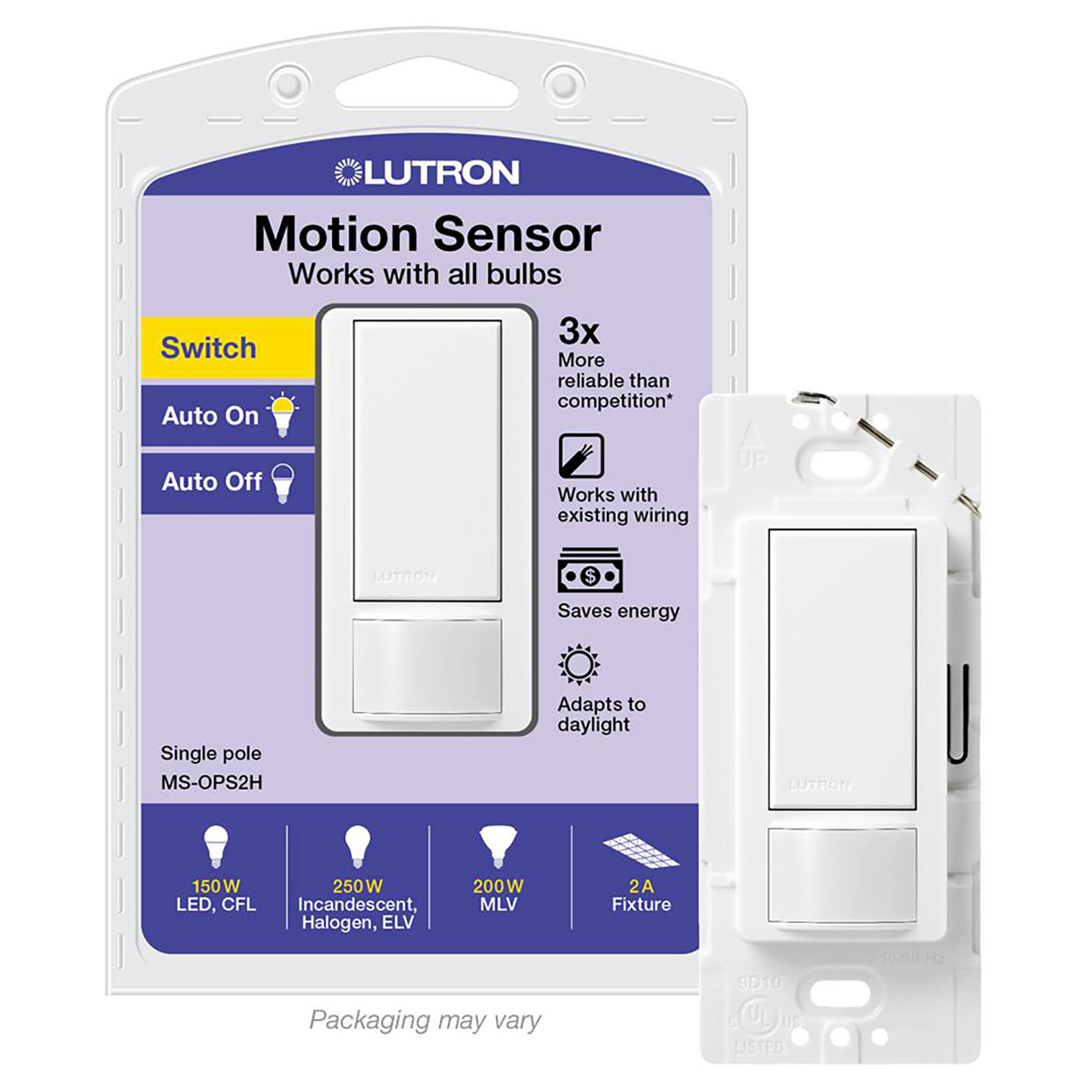 Lutron MS-OPS2-WH Maestro Occupancy Sensor Switch- Single-Pole- White