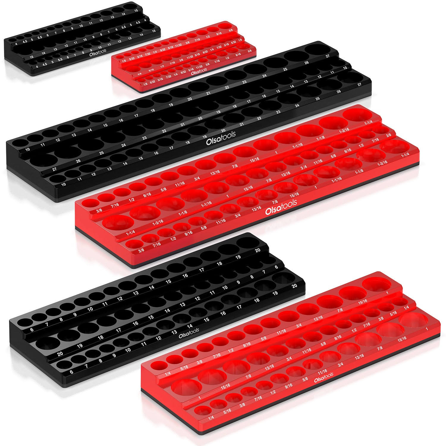 Olsa Tools | 3-Row Magnetic Socket Holder Metric / 1/4 / Blue