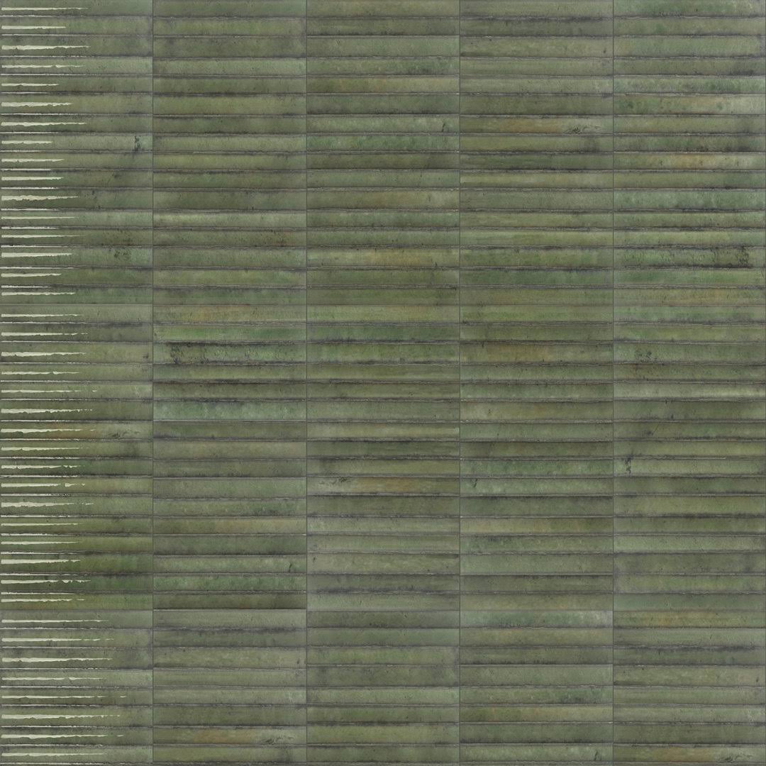 Ivy Hill Tile Mawr Green 5.9 in. x 11.81 in. Fluted 3D Glossy Ceramic Wall Tile (9.68 Sq. ft./Case)