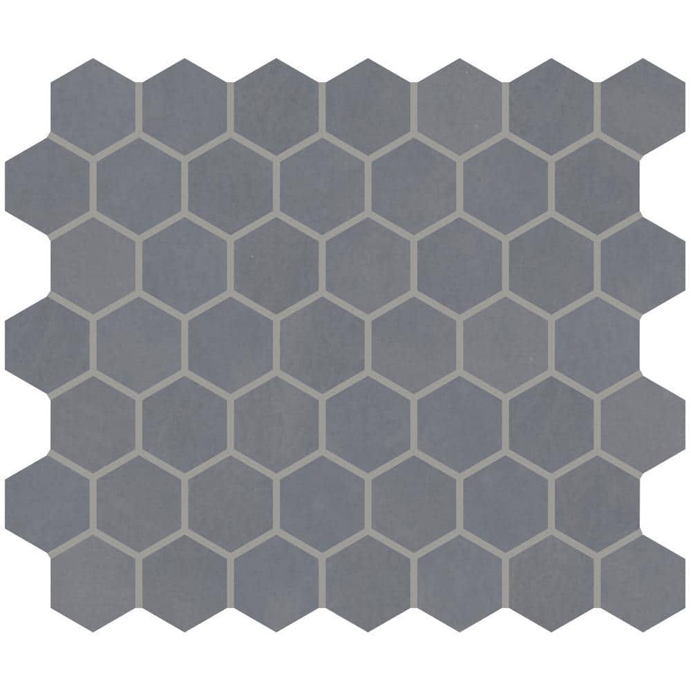 Daltile Moroccan Concrete Blue Gray 10 in. x 11 in. Glazed Ceramic Hexagon Mosaic Tile (9.72 Sq. ft./Case)