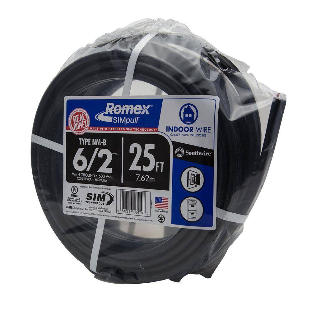 Southwire 50 ft. 6/2 Stranded Romex SIMpull Cu NM-B W/G Wire