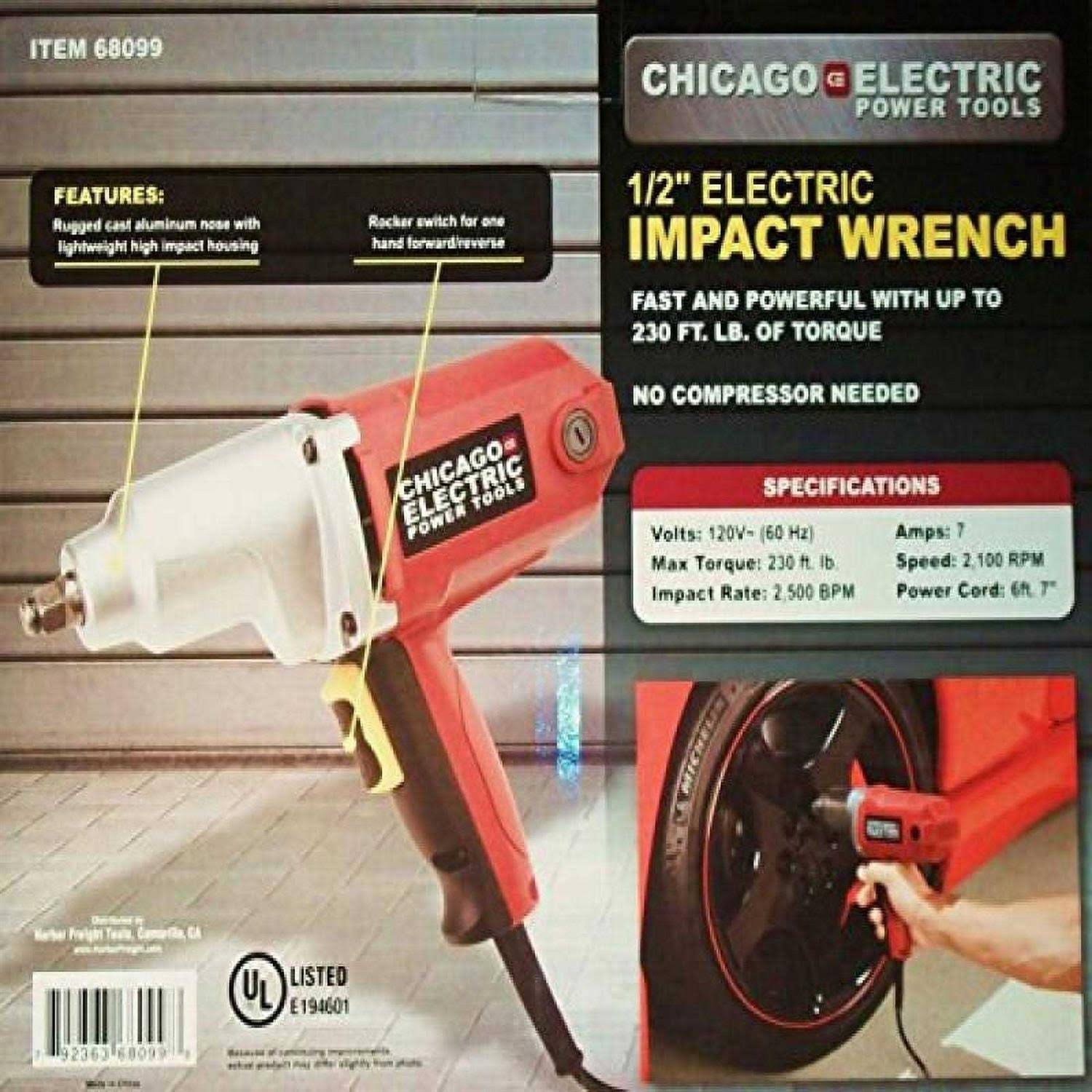 New Electric 1/2 in Impact Wrench Gun Reversible Corded Removes Lug Nuts Easily