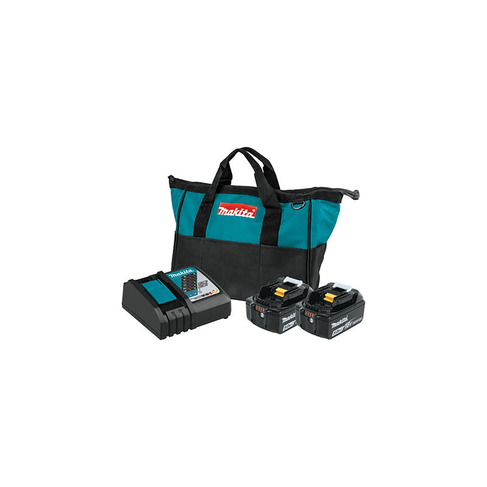Makita BL1850BDC2 18V LXT Lithium Ion Battery and Rapid Optimum Charger Starter Pack (5.0Ah)