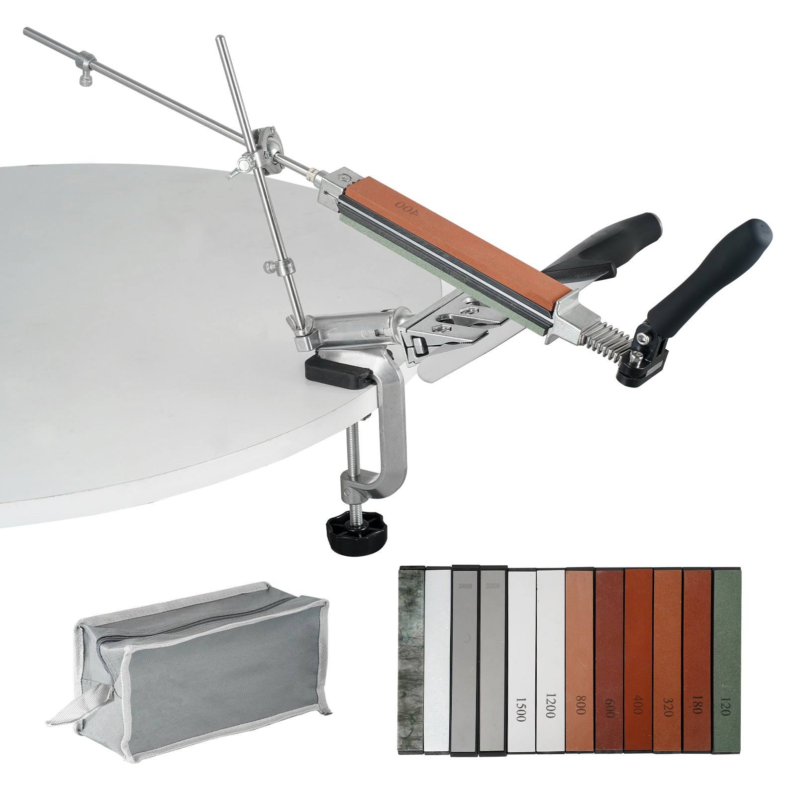 VEVOR Knife Sharpener Kit 360�� Rotation Diamond Kitchen Chef Knife Sharpening Manual with 12-Whetstone 120-10000 Grit