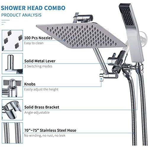 G-Promise All Metal Dual Square Shower Head Combo | 8