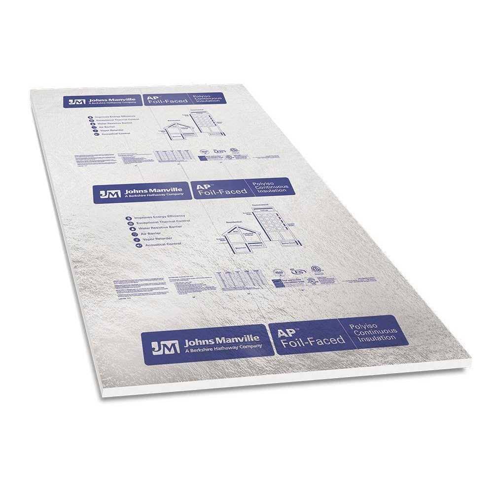 Johns Manville R-6 1-in x 4-ft x 8-ft AP Foil Faced Polyisocyanurate Foam Board Insulation