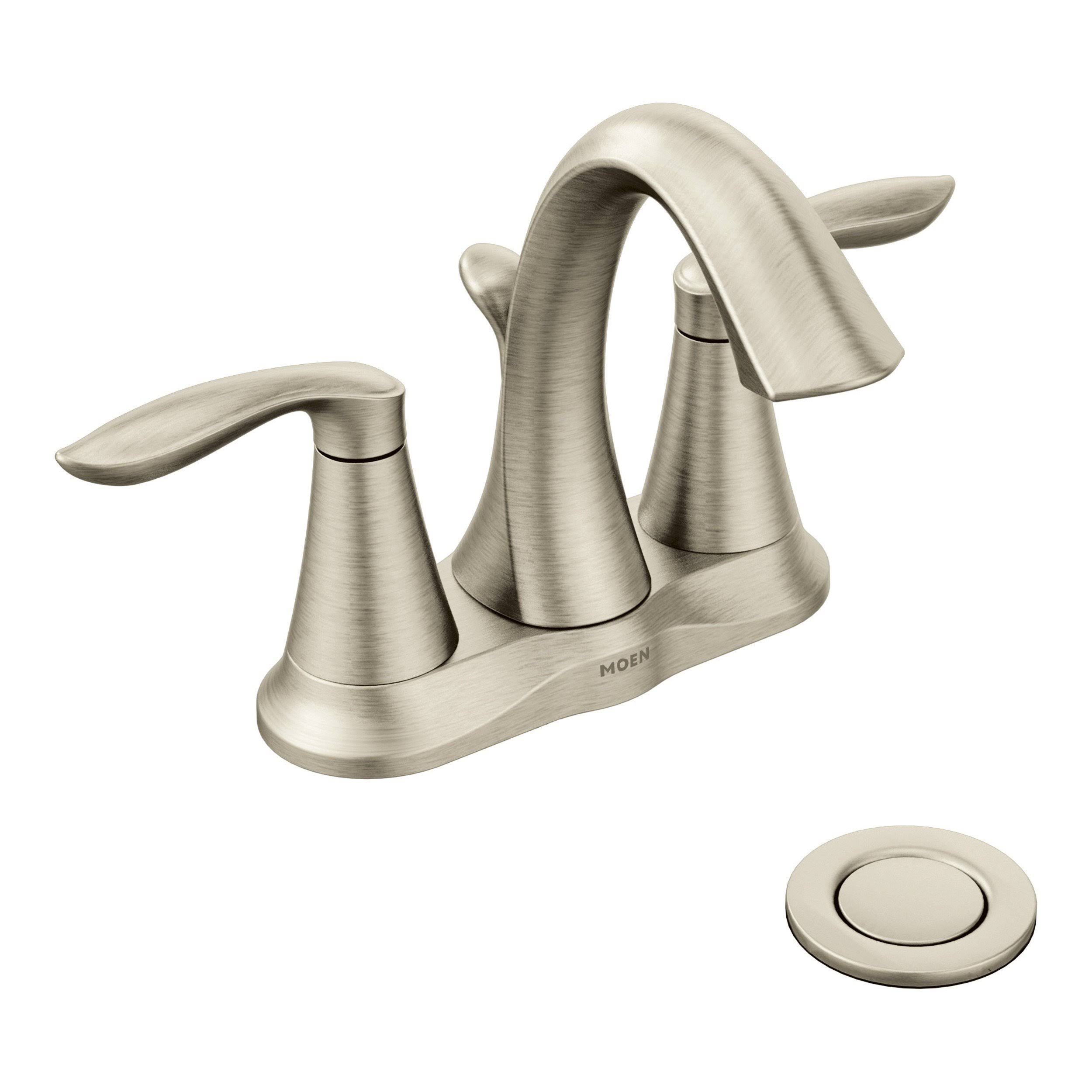 Moen Eva Two Handle Centerset Bathroom Faucet Brushed Nickel 6410BN