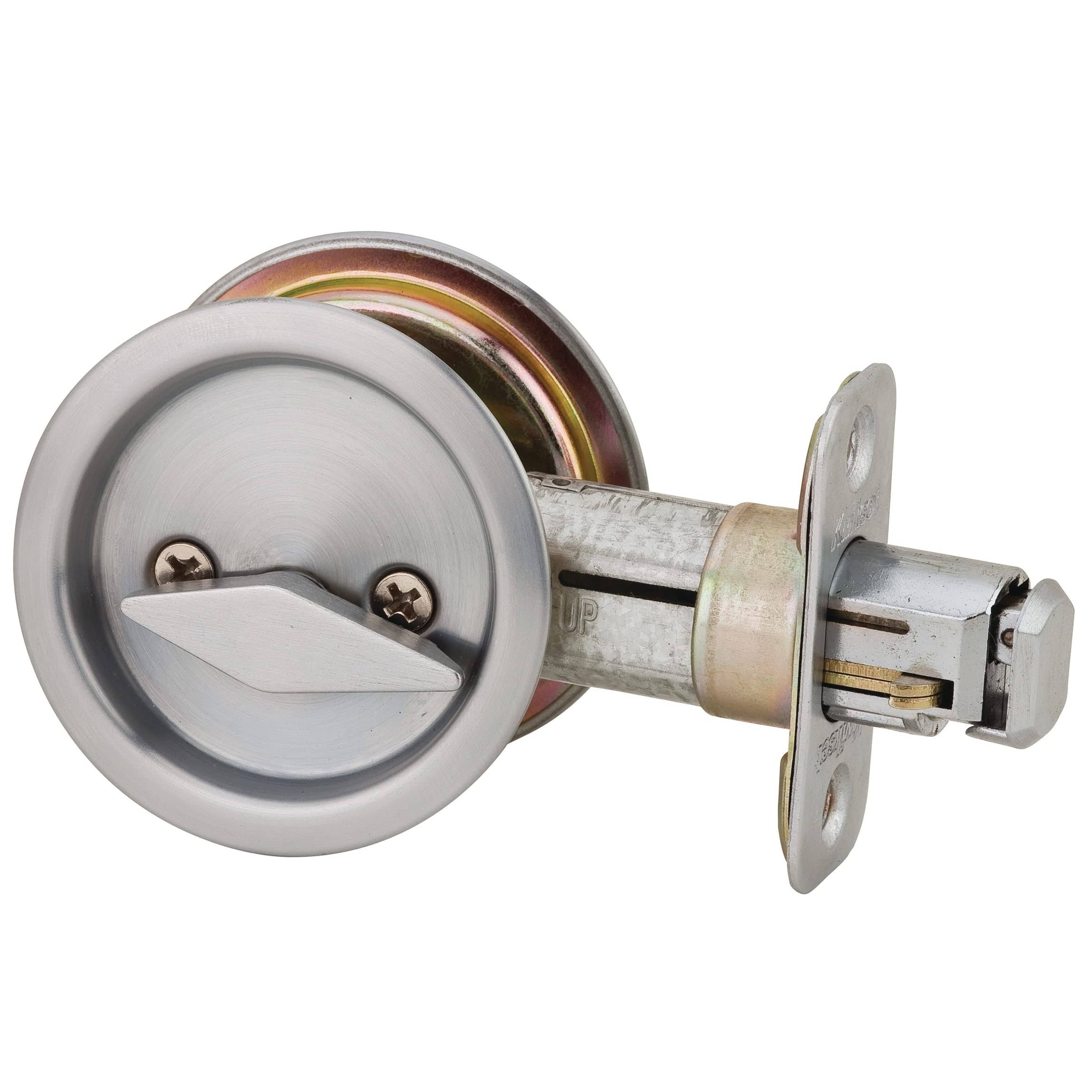 Kwikset Round Privacy Pocket Door Lock Satin Chrome