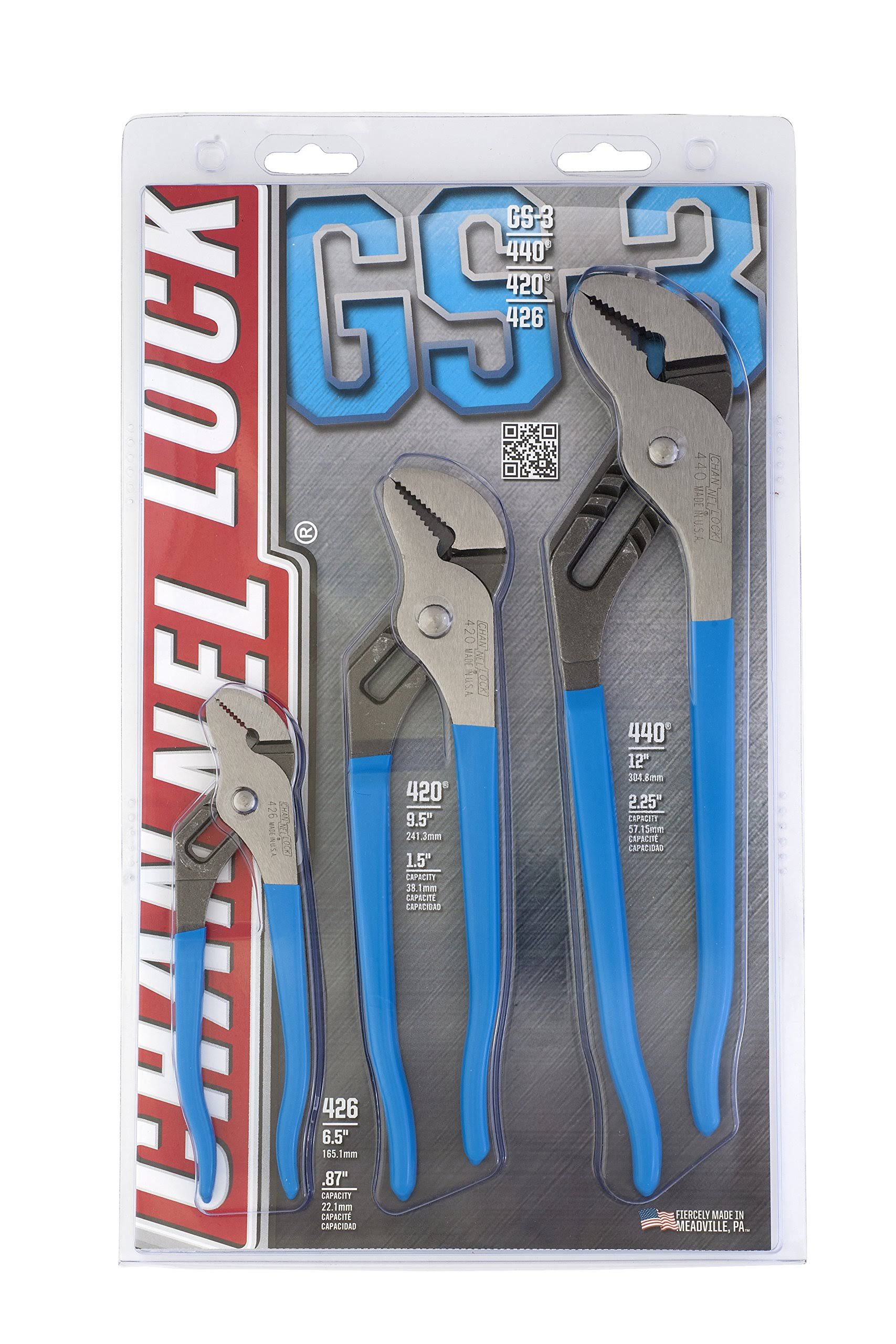 Channellock GS-3- 3 Piece Tongue and Groove Plier Set