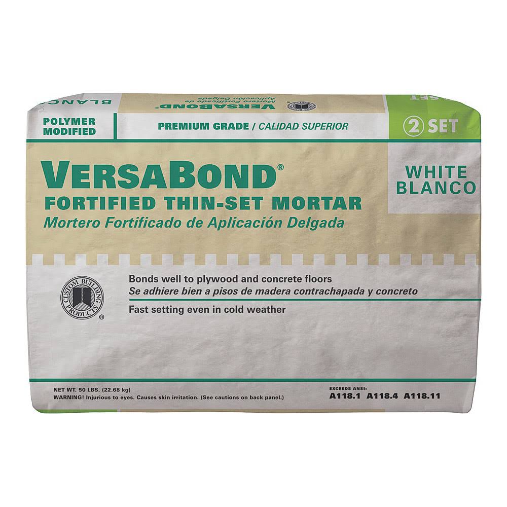 Custom Building Products MTSW50  Versabond Thin-Set Mortar, White- 50 lb box