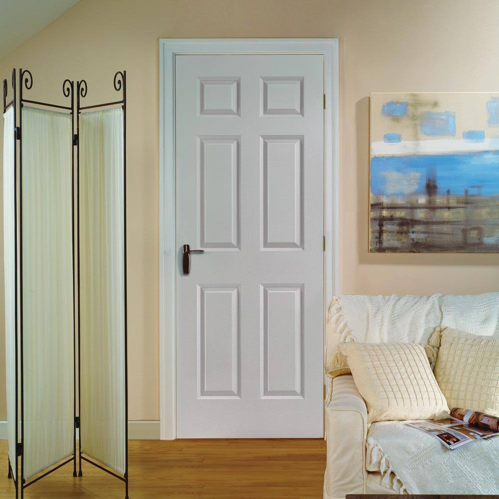 Masonite 30 in. x 80 in. Solidoor Smooth 6-Panel Solid Core Primed Composite Interior Door Slab Primed White