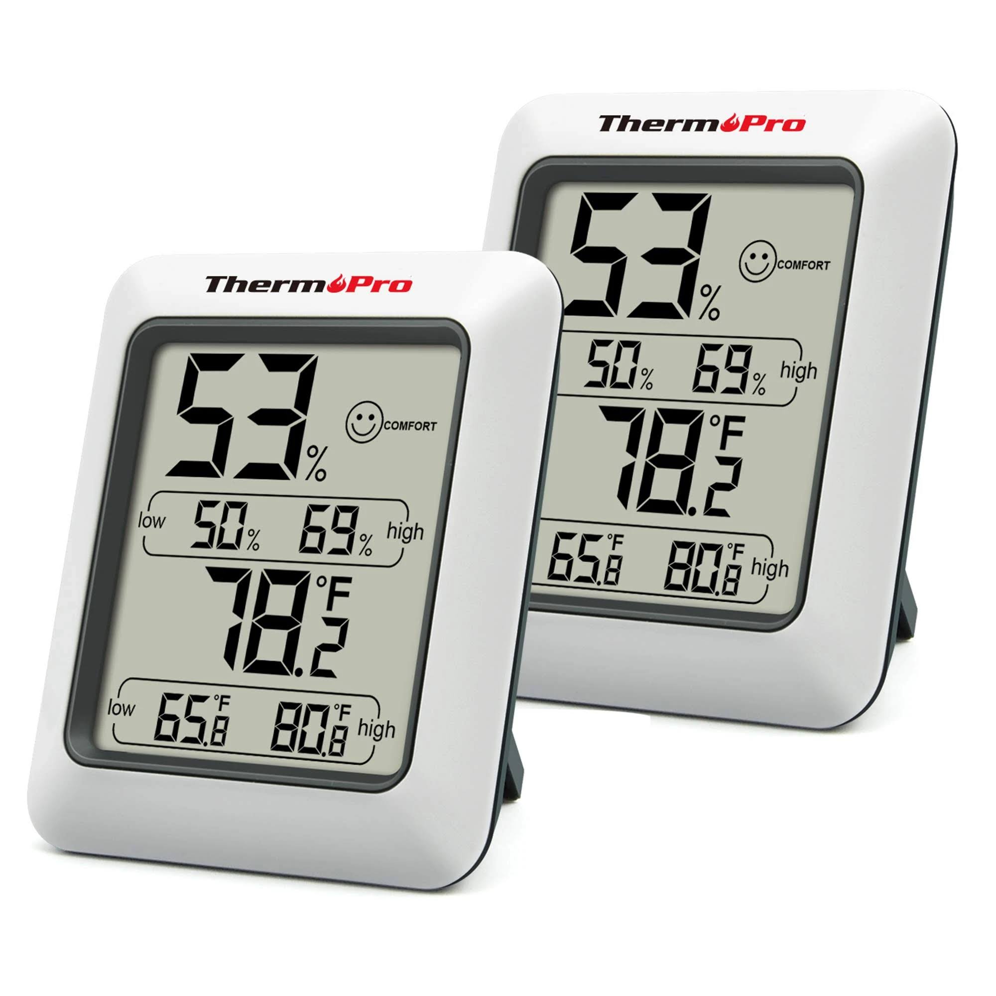 ThermoPro TP50 2 Pieces Digital Hygrometer Indoor Thermometer Room Thermometer and Humidity Gauge with Temperature Humidity Monitor