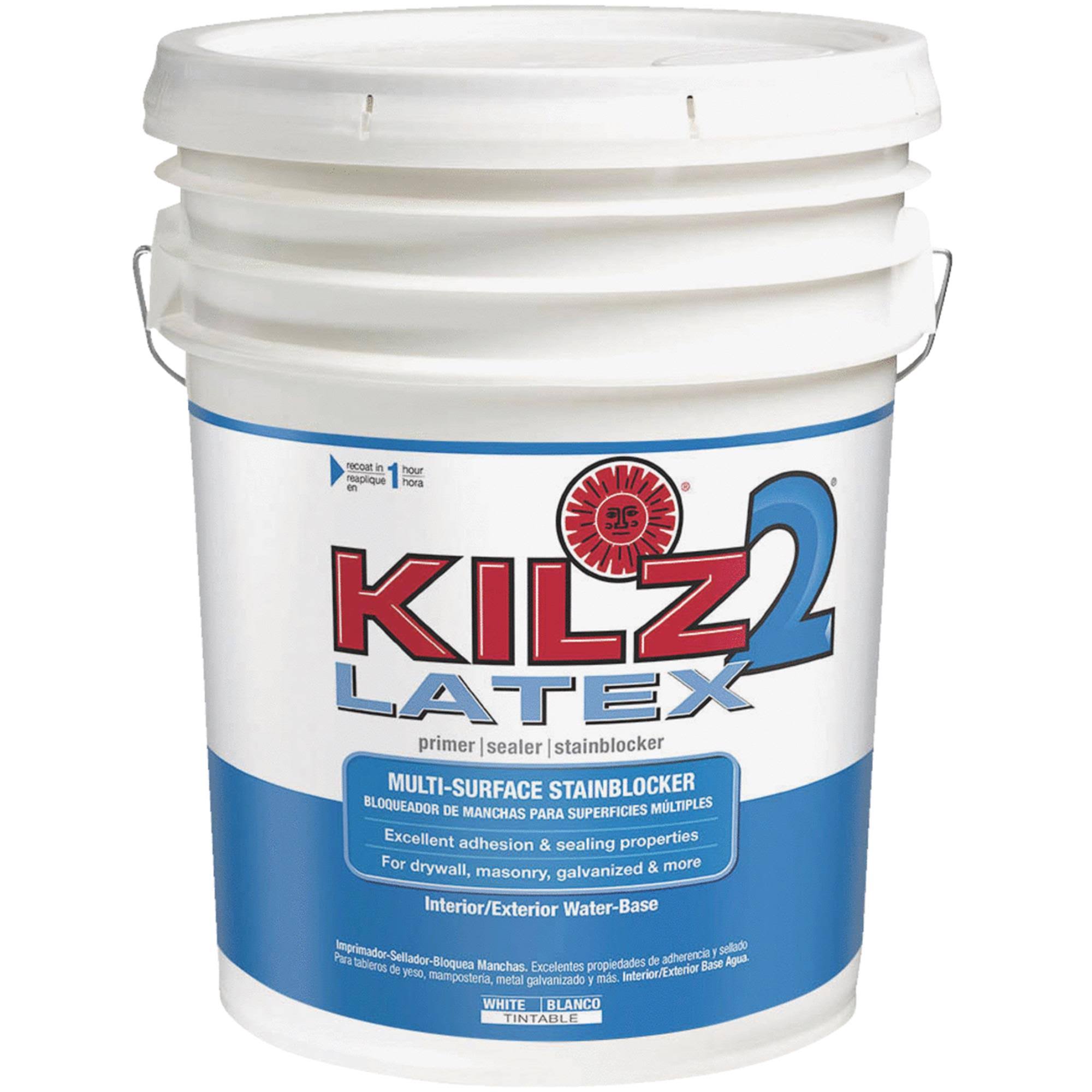 KILZ 2 Latex Interior/Exterior Sealer Stain Blocking Primer, White- 5 gal