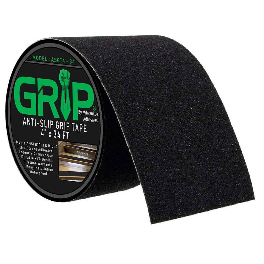 Anti Slip High Traction Grip Tape for Stairs, Steps, Indoor, Outdoor- Black (4