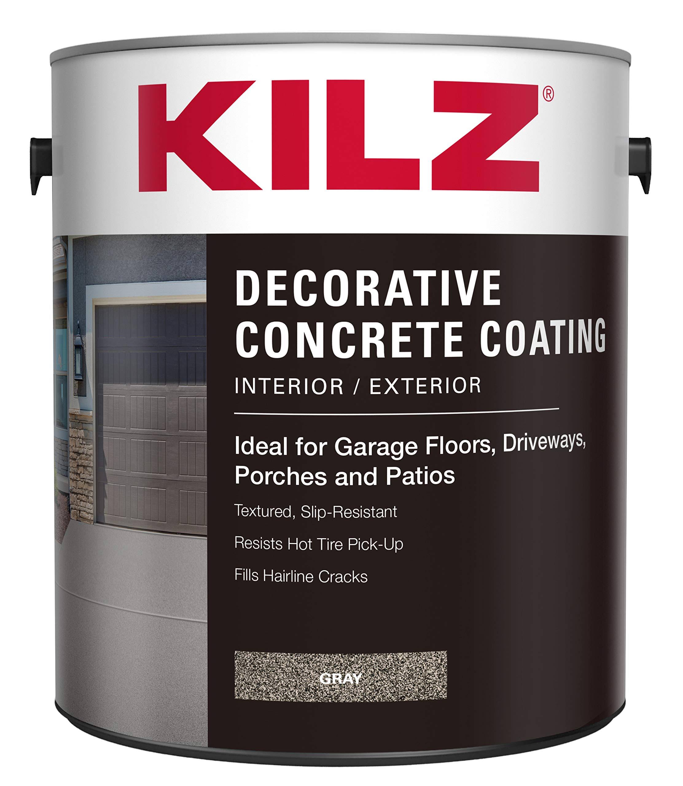 Kilz Decorative Concrete Coating, Interior/Exterior, Slip Resistant, Gray, 1 Gallon