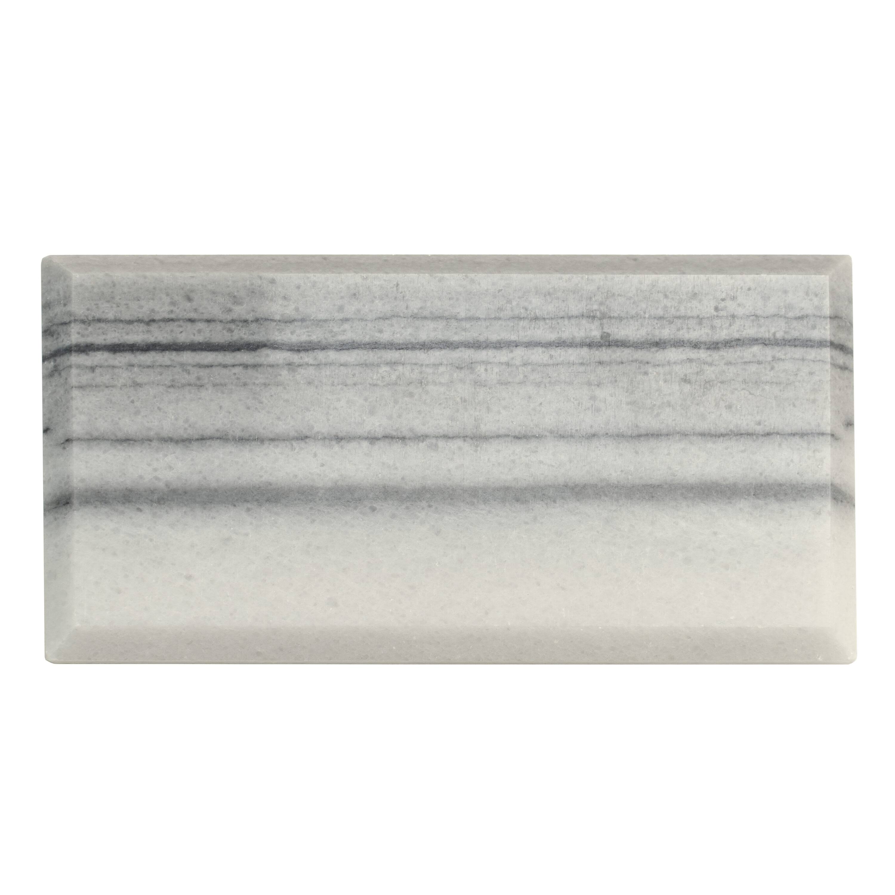 Apollo Tile Gray and White 3 in. x 6 in. Beveled Polished Marble Subway Wall and Floor Tile (5 Sq. ft./Case)