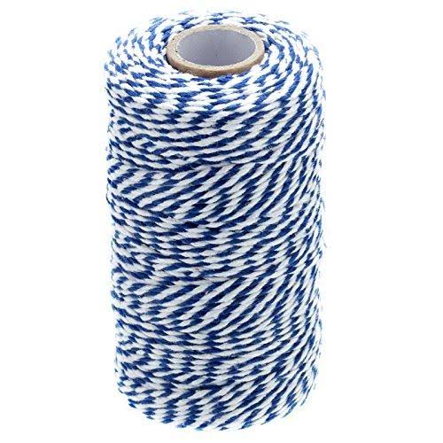 KINGLAKE 328 Feet Baker's Twine,Cotton Crafts Christmas Holiday Twine,Dark Blue & White String
