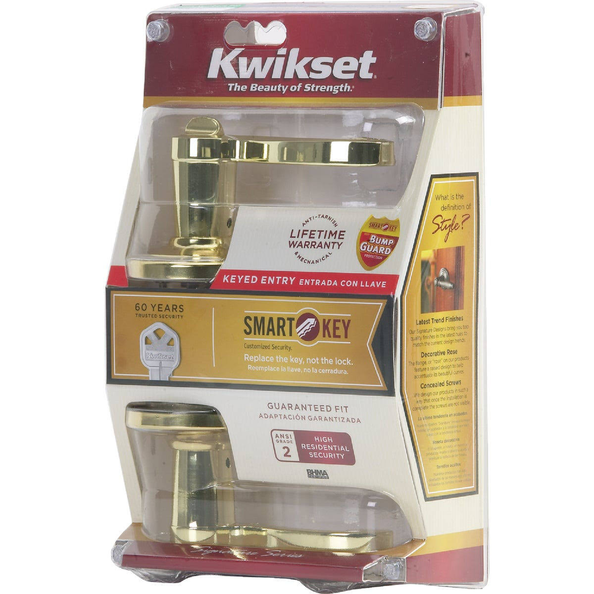 Kwikset Lido Entry Lever- Polished Brass