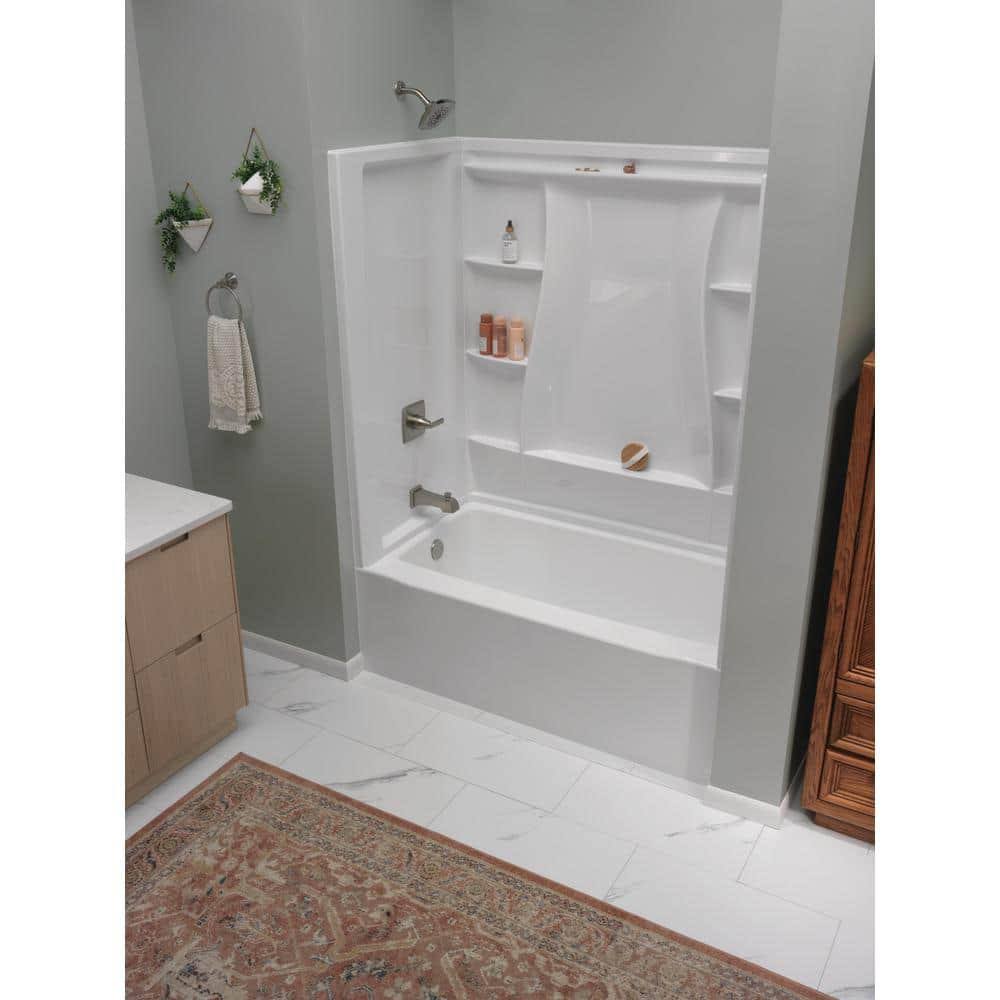 Delta Classic 500 60 in. L x 32 in. W Left Drain Rectangular Alcove Bathtub, White