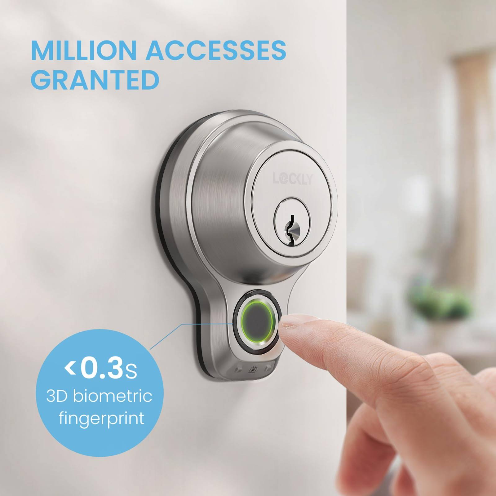 Lockly Flex Touch Smart Lock- Secure Keyless Entry with Fingerprint Recognition, Bluetooth Connectivity, and Smartphone Control- Enhanced Home