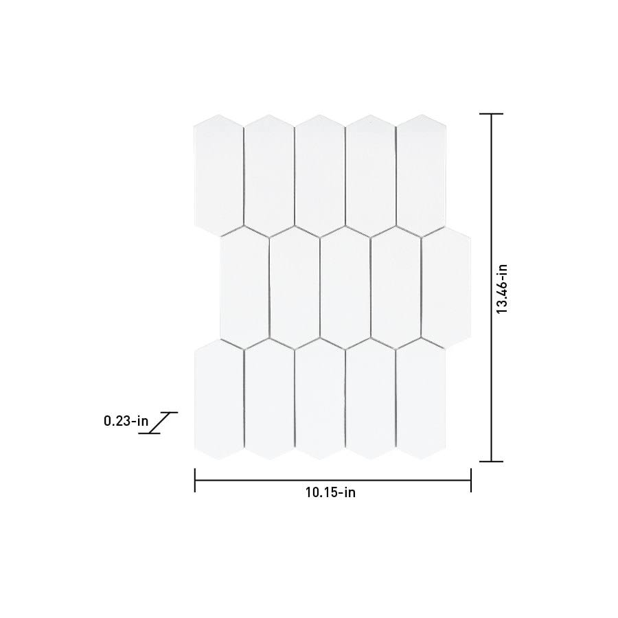 Satori Hudson Brilliant White Picket 10-in x 13-in Glossy Porcelain Wall Tile | 1001-0221-0