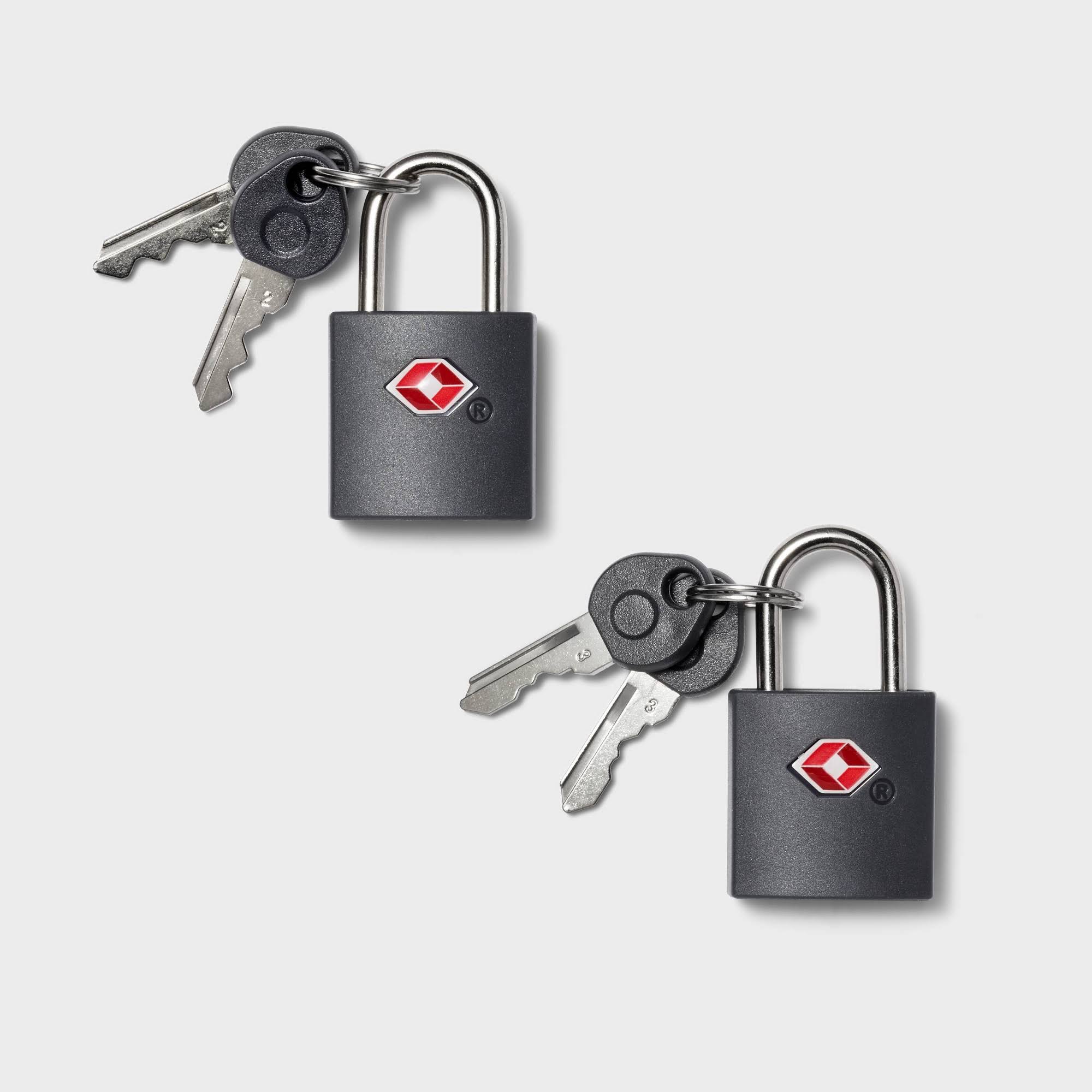 2pk Key Luggage Lock Gray- Open Story