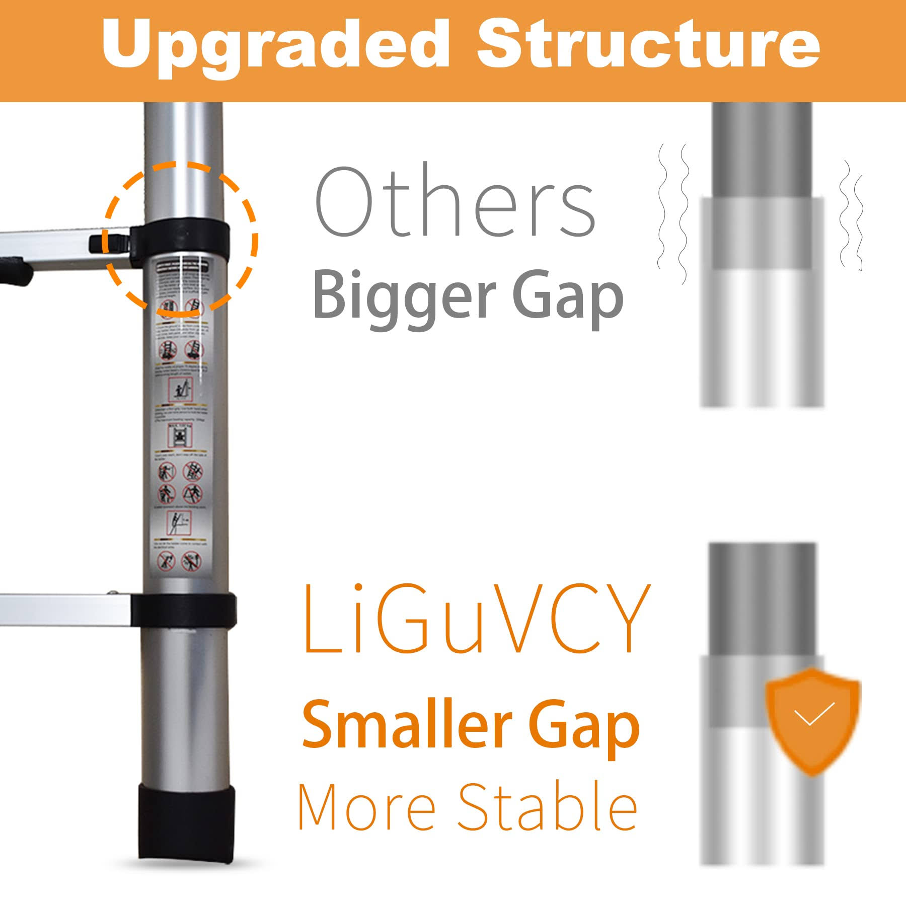 LiGuVCY Telescoping Extension Ladder 14.5 ft, Folding Telescopic Aluminum Ladders, Lightweight Collapsible Ladder Step for RV Roof Attic Home, 330 lb