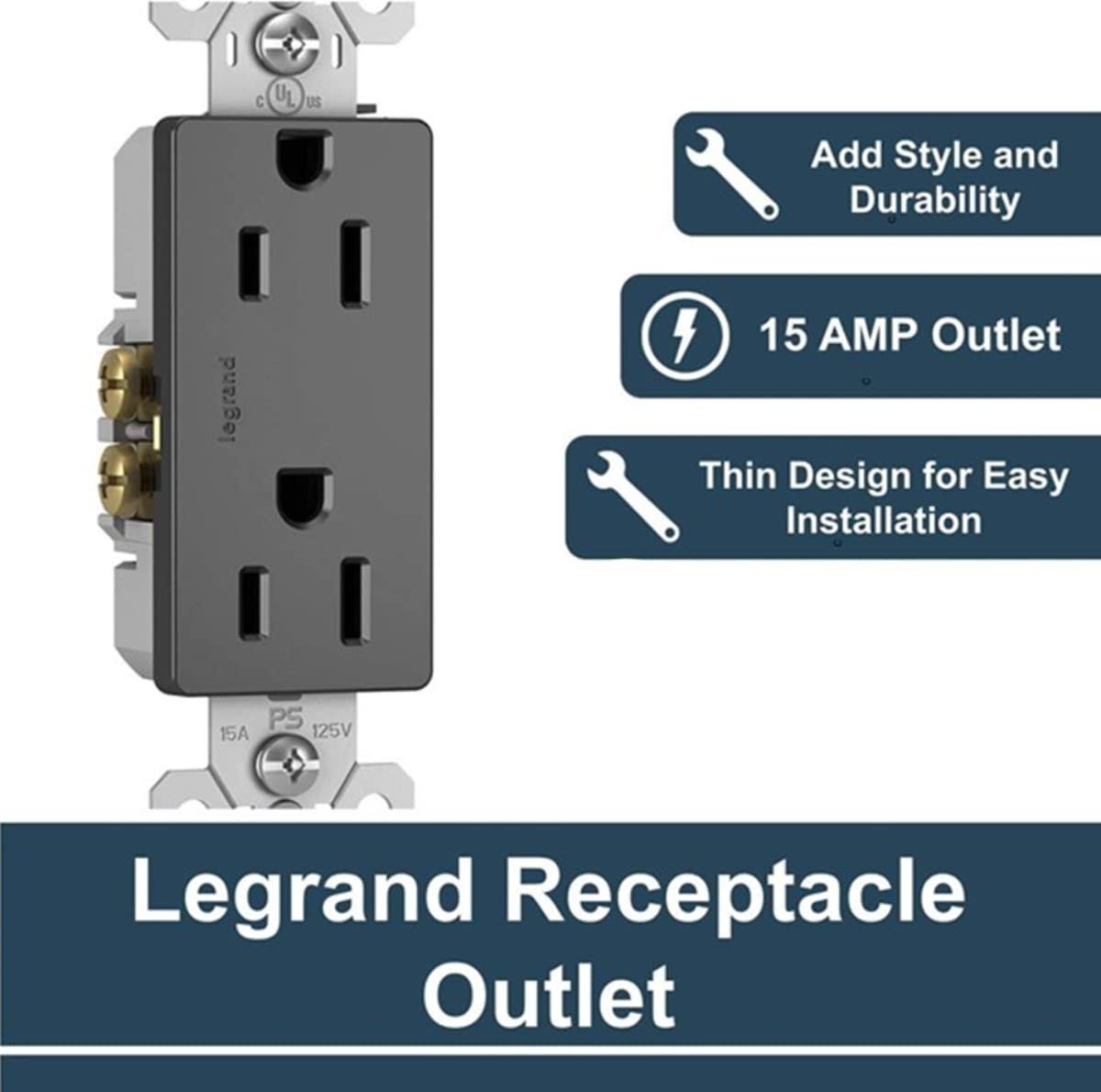 Pass & Seymour 885BKCC12 Decorator Outlet 15A Black