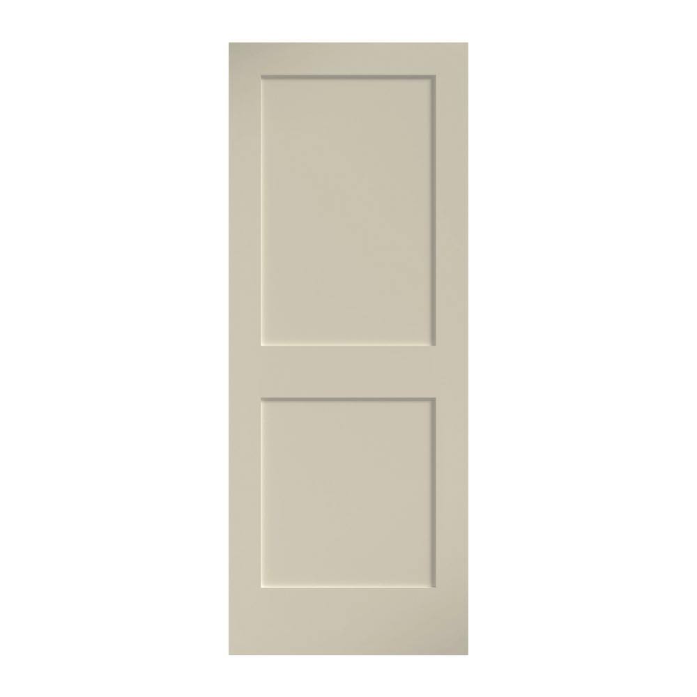 EightDoors 80 inch x 30 inchx 1-3/4 inch 2-Panel Shaker White Primed Solid Wood Core Door